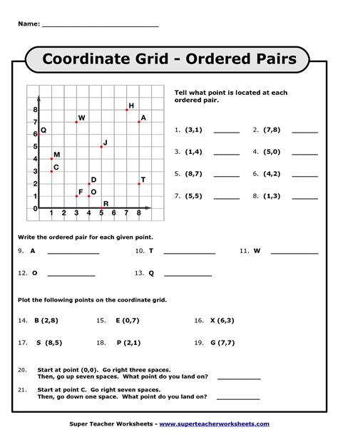 Ordered Pairs And Coordinate Pairs Worksheet Free Tpt Coordinate Pairs Worksheet - Coordinate Pairs Worksheet