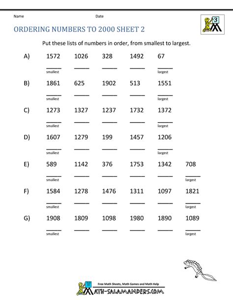 Ordering 4 Digit Numbers Activity Sheets Teacher Made Ordering 4 Digit Numbers - Ordering 4 Digit Numbers