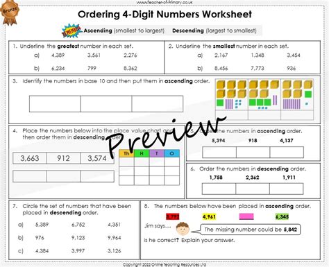 Ordering 4 Digit Numbers Year 4 Teaching Resources Ordering 4 Digit Numbers - Ordering 4 Digit Numbers