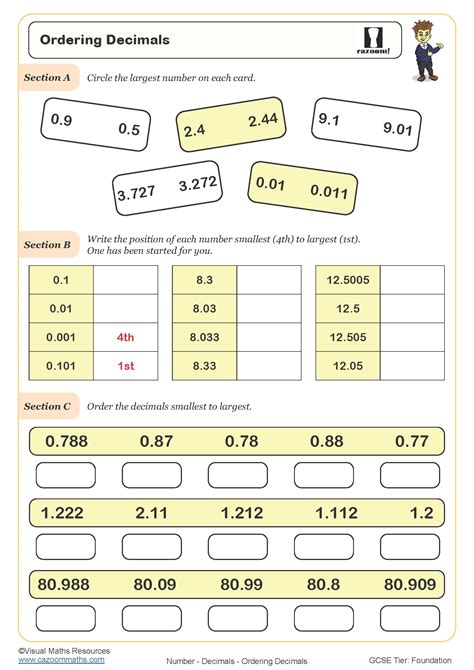 Ordering Decimal Numbers Worksheet   Ordering Decimals Worksheet To Thousandths Common Core Math - Ordering Decimal Numbers Worksheet