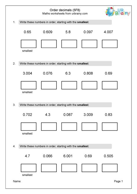 Ordering Decimals Homework Year 5 Ordering Decimals Worksheet Grade 5 - Ordering Decimals Worksheet Grade 5