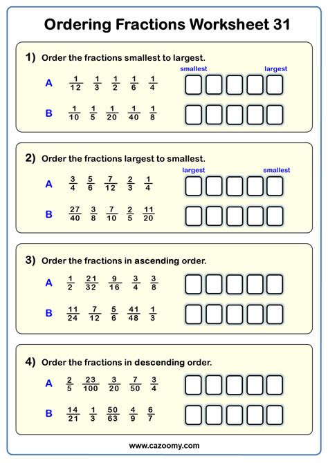  Ordering Fractions Activity - Ordering Fractions Activity