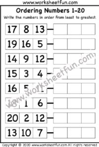 Ordering Numbers 1 20   Order Numbers From 1 To 20 Ordering Numbers - Ordering Numbers 1 20