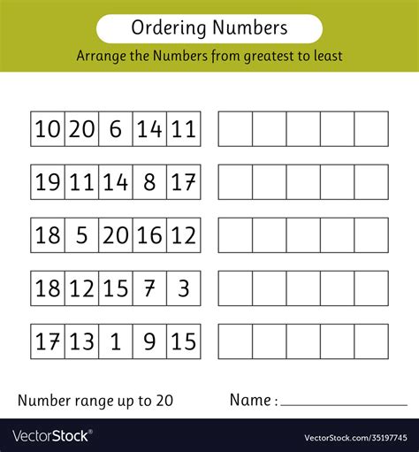 Ordering Numbers 1 20   Ordering Numbers 1 20 From Greatest To Least - Ordering Numbers 1 20