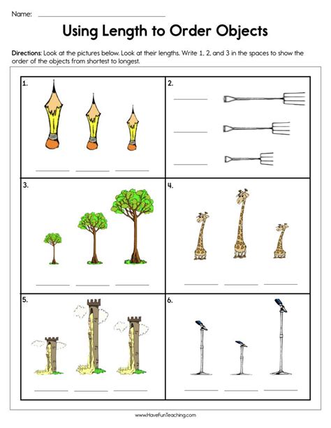 Ordering Objects By Length Worksheets Comparing Lengths 1st Ordering Objects By Length Worksheet - Ordering Objects By Length Worksheet