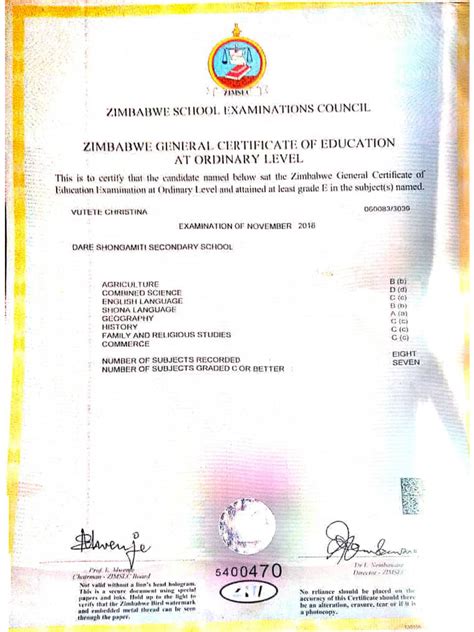 ordinary level zimbabwe