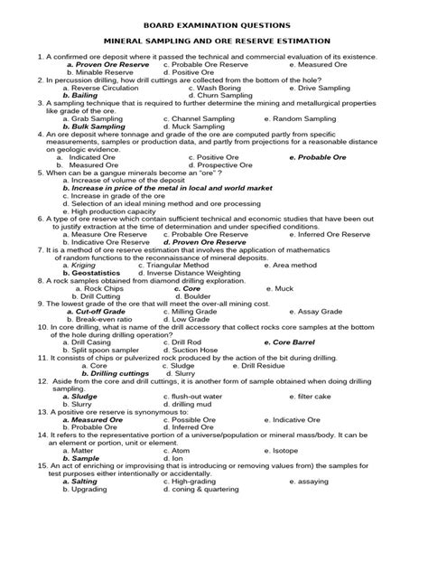 ore exam questions