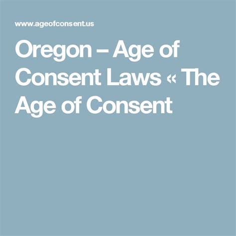 oregon age consent