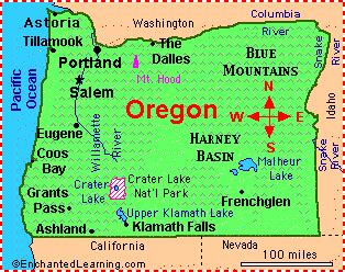 Oregon Facts Map And State Symbols Enchantedlearning Com Oregon Trail Map Worksheet - Oregon Trail Map Worksheet
