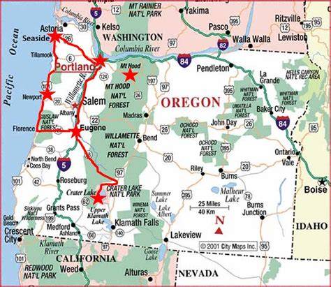 oregon road map travel guide