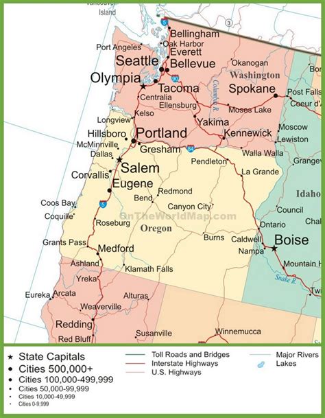 oregon washington map
