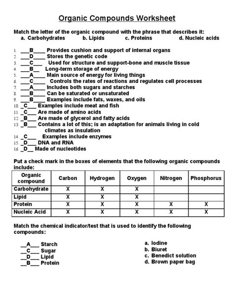 organic compounds answers