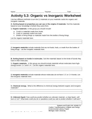 Organic Vs Inorganic Worksheet Course Hero Inorganic Vs Organic Worksheet Answers - Inorganic Vs Organic Worksheet Answers