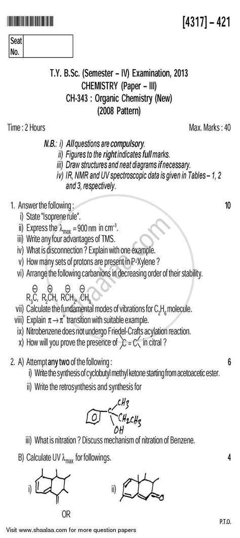 Download Organic Chemistry Question Papers University 