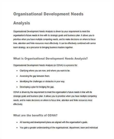 Full Download Organisational Development Needs Analysis 
