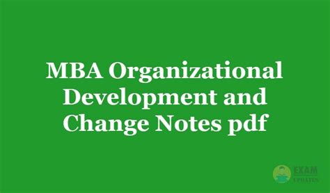Organization Development Notes For Mba