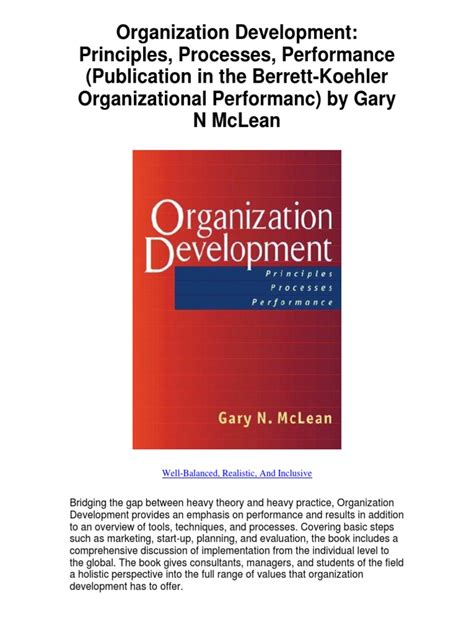 Download Organization Development Principles Processes Performance Publication In The Berrett Koehler Organizational Performance 