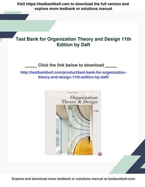 Download Organization Theory And Design 11Th Edition Test Bank Pdf 