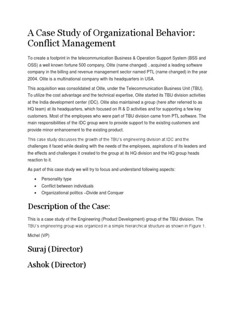 Organizational Behaviour Case Study With Solutions