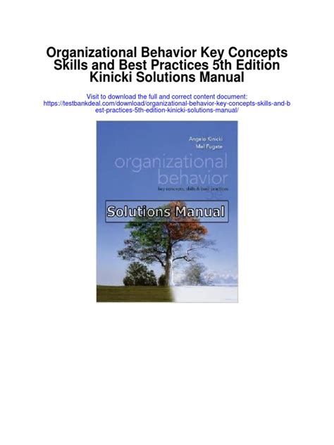 Download Organizational Behavior Key Concepts Kinicki 5Th Edition 