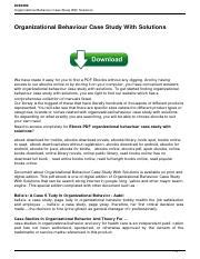 Read Online Organizational Behaviour Case Study With Solutions 
