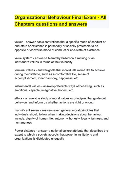 Read Organizational Behaviour Exam Questions And Answers 