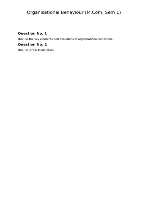 Download Organizational Behaviour Mcom 