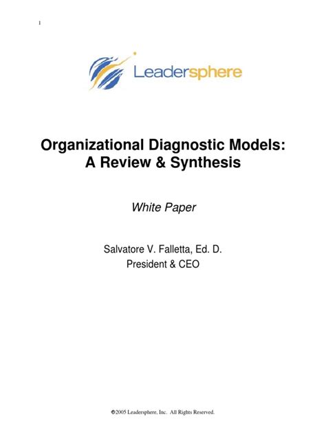 Full Download Organizational Diagnostic Models A Review Synthesis 