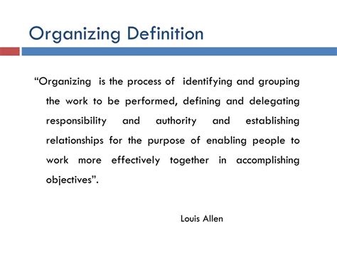 organized meaning
