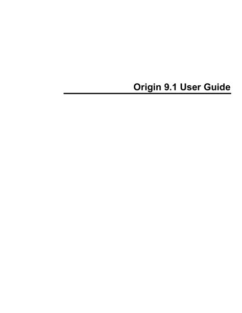Origin 9 1 User Guide Origin And Originpro