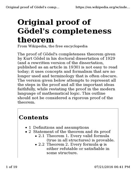 Original Proof Of Gödel's Completeness Theorem