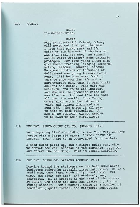 original the godfather screenplay second draft dated march 1