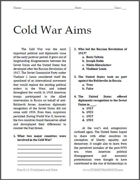Download Origins Of The Cold War Worksheet Answers 