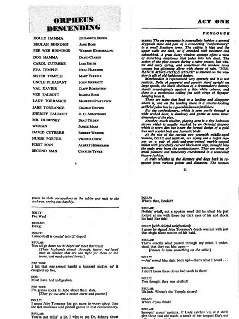 Orpheus Descending Script