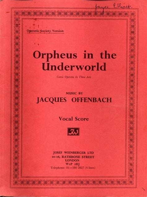 Full Download Orpheus In The Underworld Vocal Score Comic Operetta In 3 Acts 
