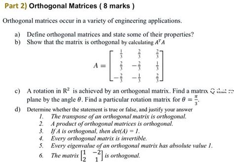 Orthogonal Matrix Proof
