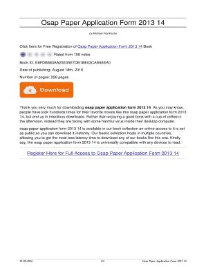Read Osap Paper Application 2013 