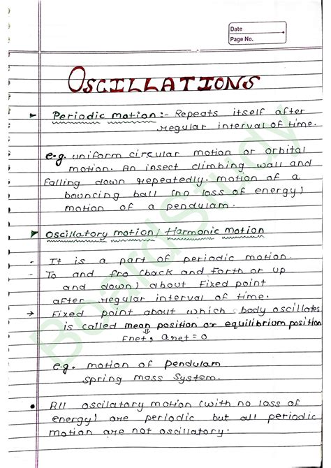 Oscillation Class 11th Notes