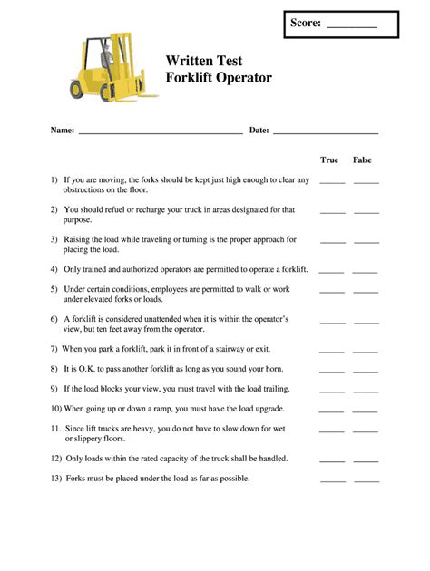 Osha Forklift Test Answer Key