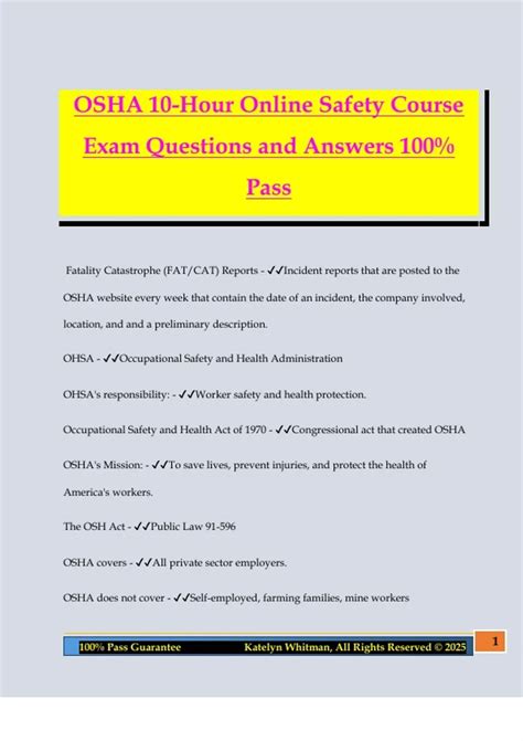 Osha Online Test