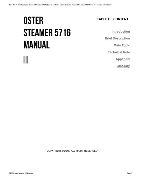 Download Oster Steamer 5716 Manual 