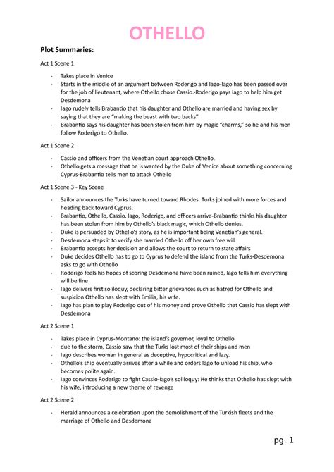 Othello Act 1 Notes