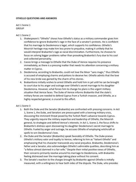othello contextual question and answers