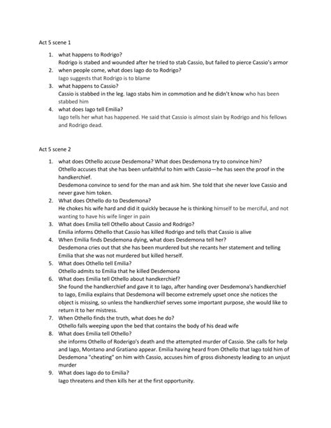 Read Othello Act 5 Study Guide 