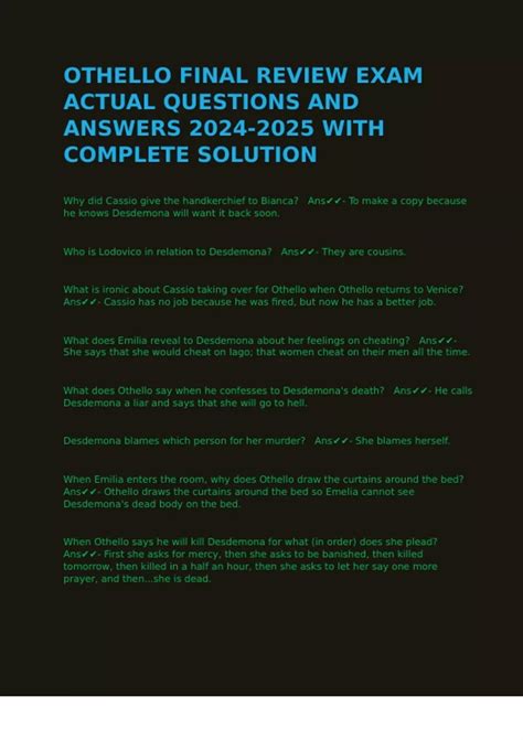 Download Othello Exam Questions And Answers 