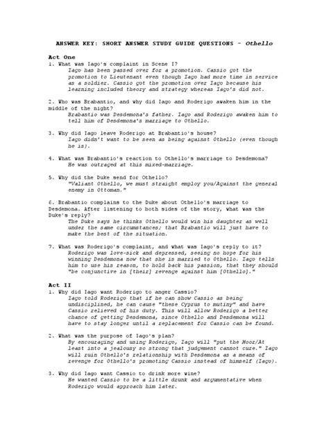 Read Othello Study Guide Answer Key 