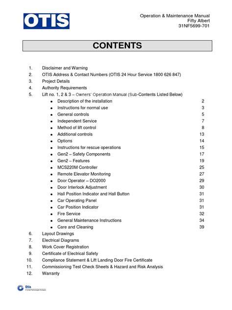 Otis Elevator Manual Guide