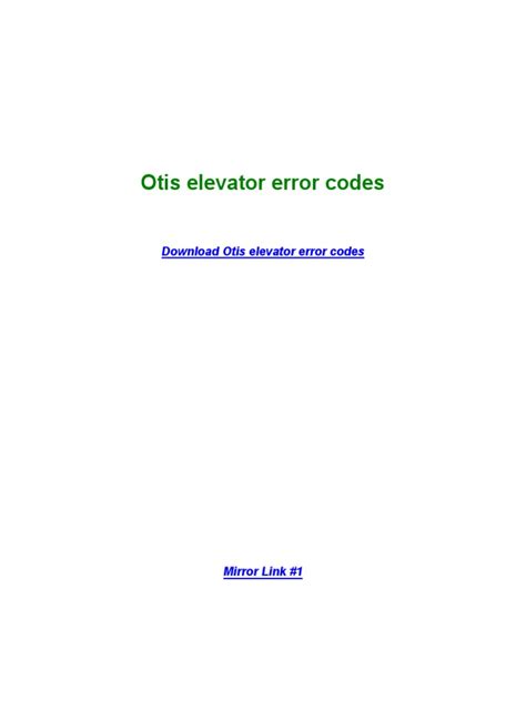 Otis Escalator Error Codes Spardanretor Files Wordpress Com
