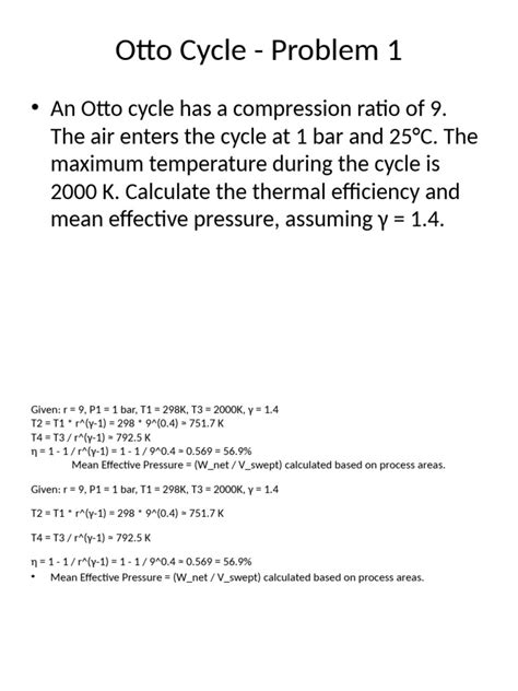 Otto Cycle Problems And Solutions