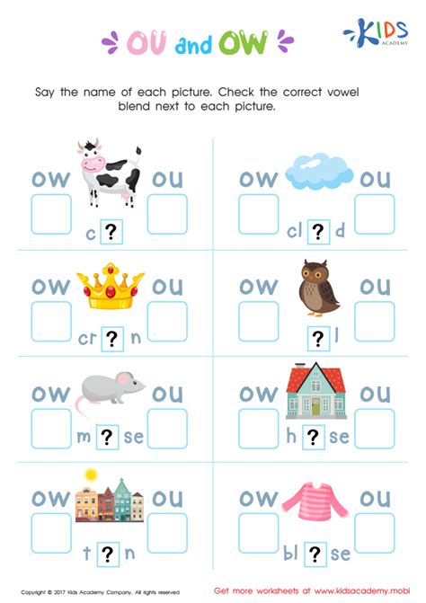 Ou And Ow Words   Literacy U0027ouu0027 And U0027owu0027 Words Worksheet Primaryleap Co - Ou And Ow Words